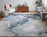 Feizy Rugs Astra Polyester/Polypropylene Machine Made Industrial Rug Blue/Gray/Ivory 5' x 8'