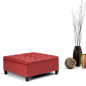 English Elm Harrison - Versatile Crimson Red Storage Ottoman Coffee Table With Tufted Design & Hidden Space B136P159152