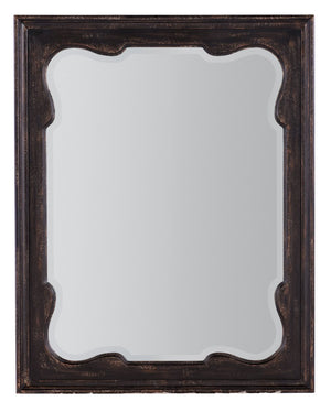 Hooker Furniture Americana Scalloped Beveled Landscape Mirror With Distressed Daisy Oak Finish, Vintage Farmhouse Charm Blacks 7050-90008-89