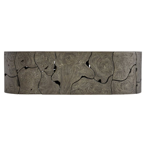 Bernhardt Bernhardt Teak Trinidad Outdoor Cocktail Table — 54" Oval Smoked Truffle Top, Mitered Edge Design X07016