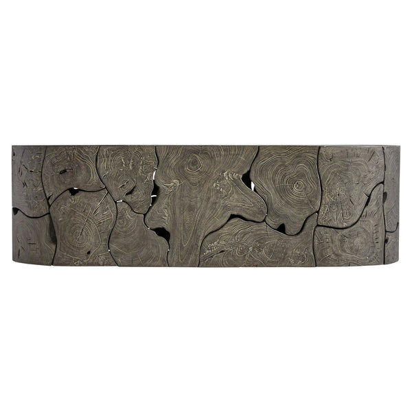 Bernhardt Bernhardt Teak Trinidad Outdoor Cocktail Table — 54" Oval Smoked Truffle Top, Mitered Edge Design X07016