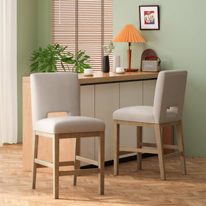 English Elm Christopher Knight Home® - 27 Inch Counter Stools Set of 2 Wheat Fabric, Ergonomic L-Back Support, Modern Breathable Upholstery, Easy Assembly 72489.00WHEAT