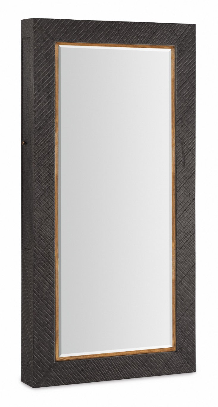 Hooker Furniture Big Sky Floor Mirror Furrowed Bark With Vintage Natural Trim, Wall-Mount Jewelry Organizer, Rustic Elegance 6700-50007-99