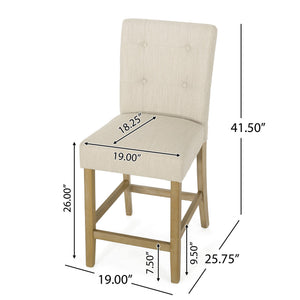 English Elm Christopher Knight Home® - Contemporary Button-Tufted Fabric Counter Stools Set of 2 with Espresso Legs, Waffle Stitch Comfort Beige 71254.00BGE