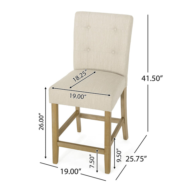 English Elm Christopher Knight Home® - Contemporary Button-Tufted Fabric Counter Stools Set of 2 with Espresso Legs, Waffle Stitch Comfort Beige 71254.00BGE