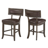 Homelegance By Top-Line Janick Upholstered Counter Height Chairs (Set of 2) Espresso Rubberwood