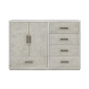 Stone-Textured 5 Drawer Accent Cabinet with Doors Gray with Raffia Palm Finish P301587 Pulaski Furniture