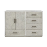 Stone-Textured 5 Drawer Accent Cabinet with Doors