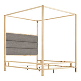 Homelegance By Top-Line Avianna Champagne Gold Canopy Bed with Upholstered Headboard Champagne Gold Metal