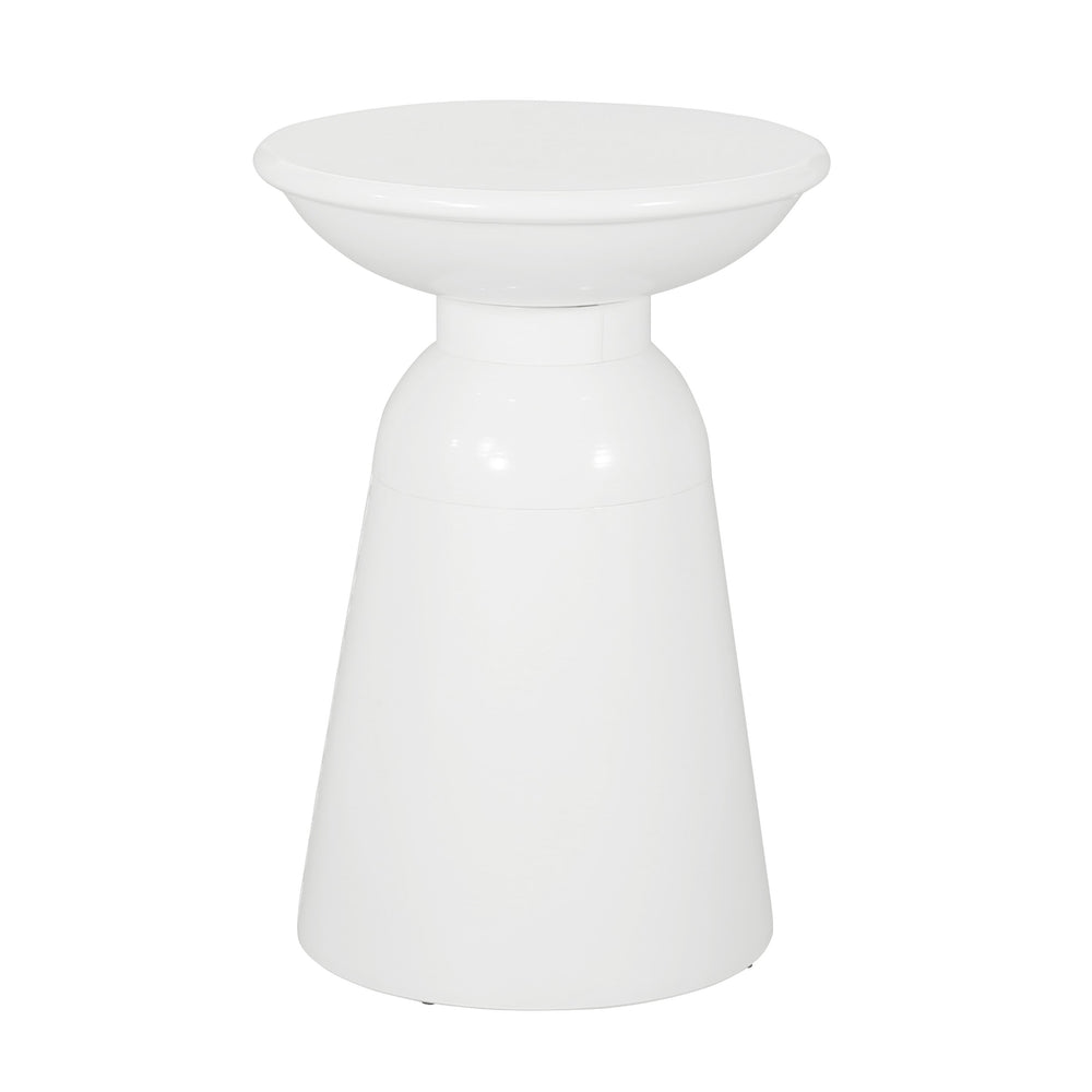 English Elm Outdoor Powder-coated Iron Pedestal Side Table for Patio and Lounge Spaces White 73615.00WHI