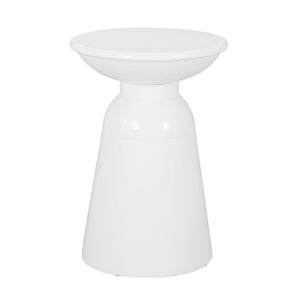 English Elm Outdoor Powder-coated Iron Pedestal Side Table for Patio and Lounge Spaces White 73615.00WHI