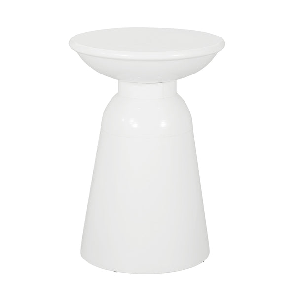 English Elm Outdoor Powder-coated Iron Pedestal Side Table for Patio and Lounge Spaces White 73615.00WHI