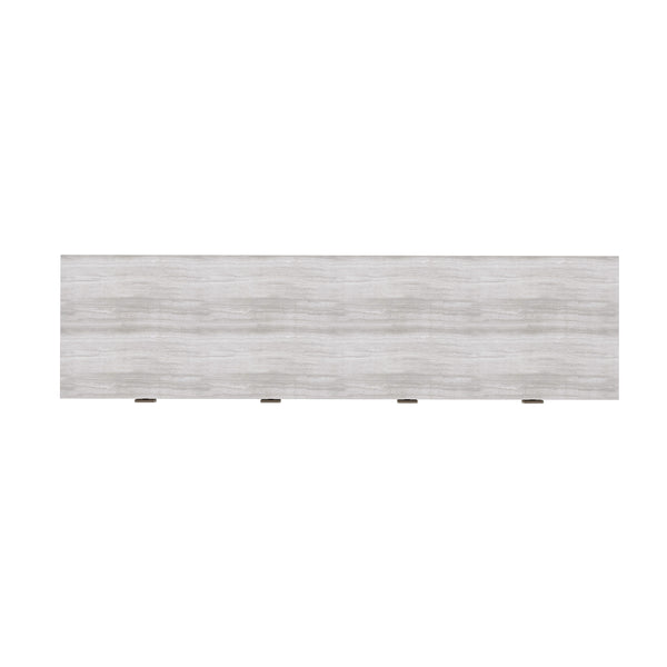 A.R.T. Furniture Mezzanine Accent/Media Console - Dove Gray With Honed Travertine Top & Mirrored Doors For Stylish Storage Light Gray Parawood And Poplar Solids,Maple Veneer,Mirror,Travertine,Steel 325334-2249