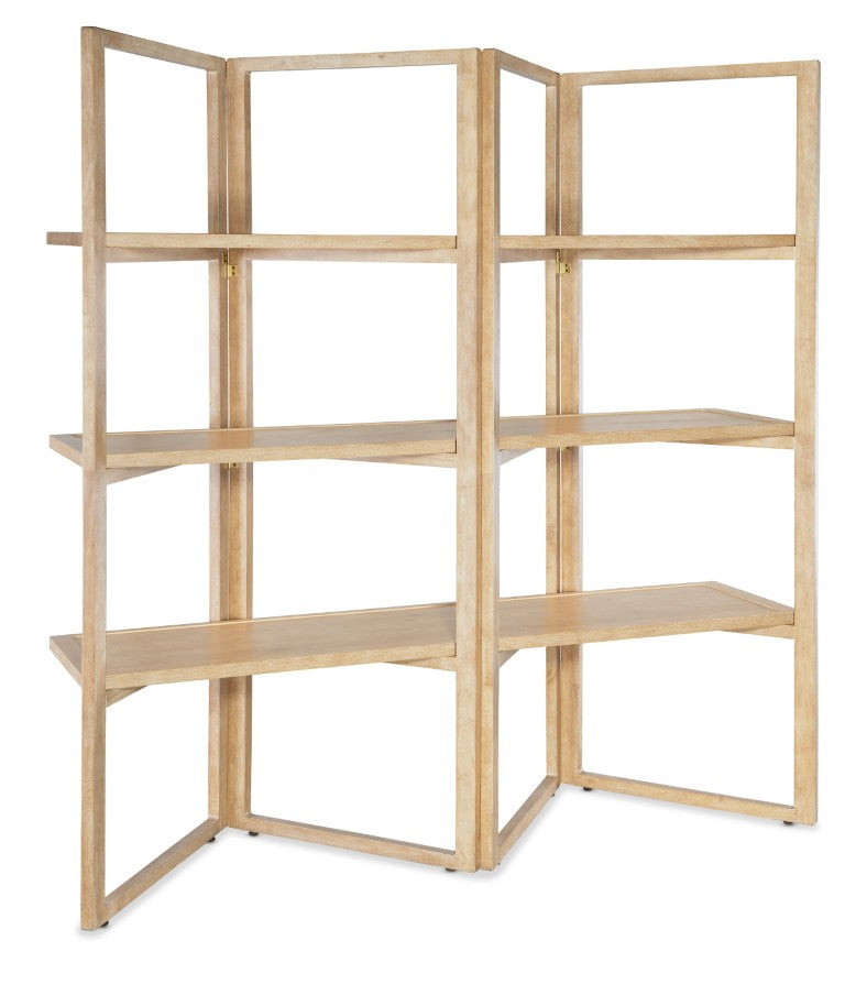 Hooker Furniture Retreat Sand Dune Folding Etagere With Oak Veneer, 3 Shelves, Freestanding Dual-Sided Display 6950-50002-80