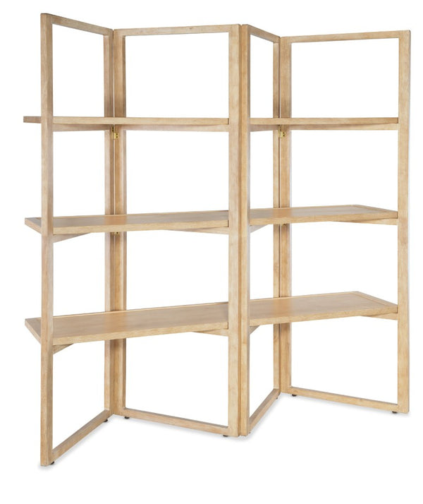 Hooker Furniture Retreat Sand Dune Folding Etagere With Oak Veneer, 3 Shelves, Freestanding Dual-Sided Display 6950-50002-80