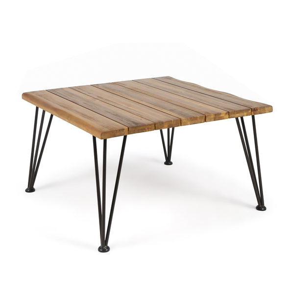 English Elm Christopher Knight Home® - ZION Teak Industrial Wood & Metal Coffee Table - Outdoor-Treated Acacia Top on Iron Frame, Sturdy Finish 62981.00