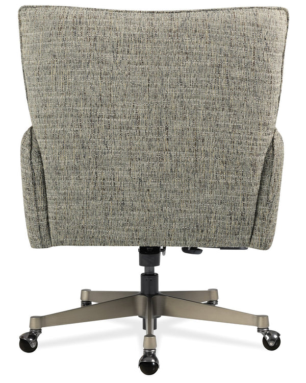 Hooker Furniture Quinn Polyester Upholstered Executive Office Chair with Swivel Tilt and Pewter Metal Base EC426-400