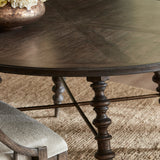 Revival Row Round Table Brown with Chimney Smoke Finish P348-DR-K4 Pulaski Furniture