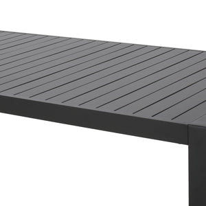 English Elm Outdoor Aluminum Slatted Rectangular Dining Table Seats Six for Patio or Terrace 66959.00BLK