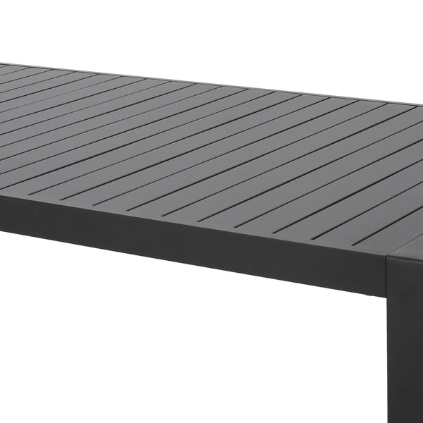 English Elm Outdoor Aluminum Slatted Rectangular Dining Table Seats Six for Patio or Terrace 66959.00BLK