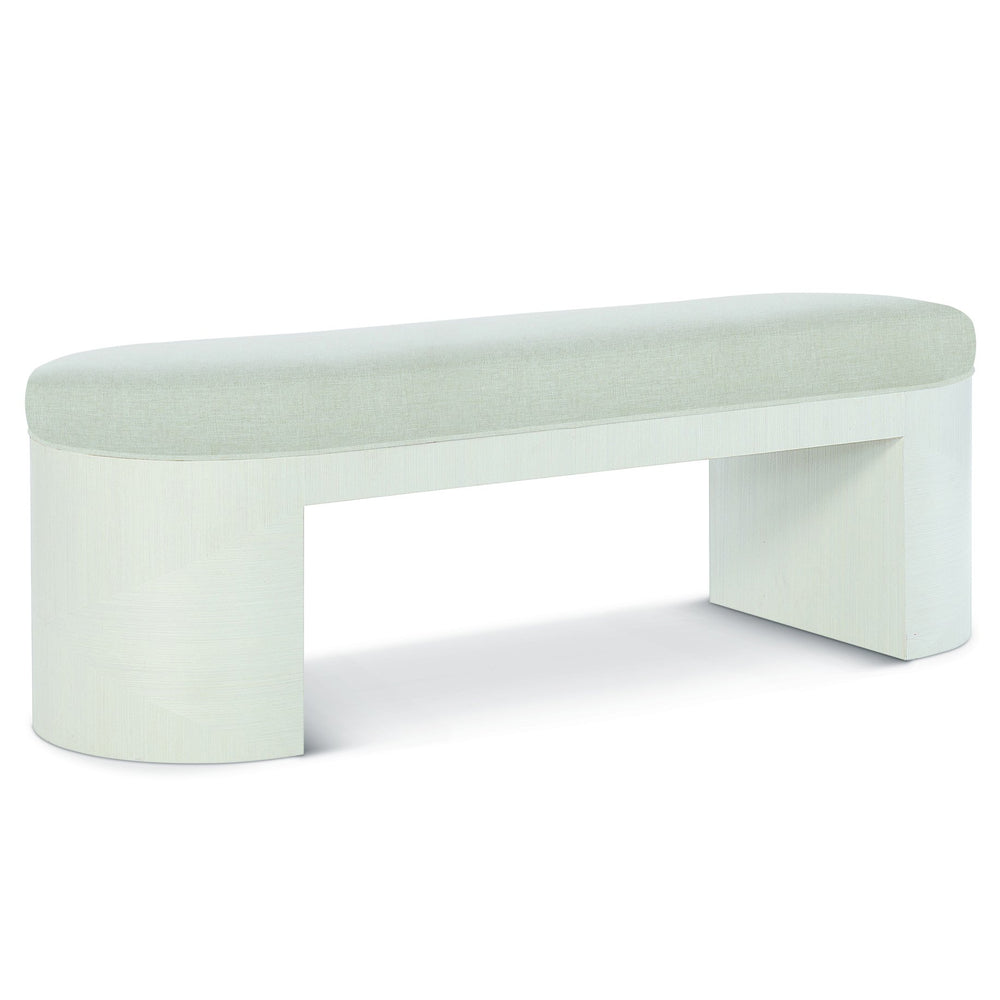 Bernhardt Bernhardt Axiom Oval Bench With Upholstered Seat, Linear White Veneer Base, Glam Transitional Style 381508