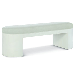 Bernhardt Bernhardt Axiom Oval Bench With Upholstered Seat, Linear White Veneer Base, Glam Transitional Style 381508