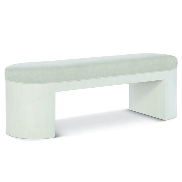 Bernhardt Bernhardt Axiom Oval Bench With Upholstered Seat, Linear White Veneer Base, Glam Transitional Style 381508