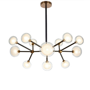 Pasargad Enzo Chandelier Pendant Light - Stunning Mid-century Sputnik Design With Glass Clusters Black Glass & Steel Plh3675-13