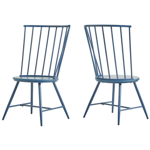 Homelegance By Top-Line Maverick High Back Windsor Classic Dining Chairs (Set of 2) Blue Engineered Wood