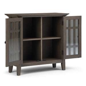 English Elm Bedford Low Storage Media Cabinet - Rustic Farmhouse Grey With Glass Doors & Adjustable Shelves B136P158477