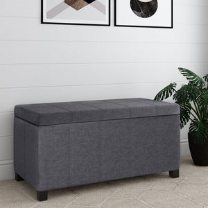 English Elm Dover Storage Ottoman Bench - Contemporary Slate Grey Upholstered Seating With Hidden Storage B136P159044
