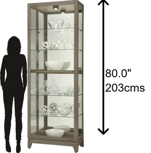 Hekman Furniture 680650 Luke Vi Curio Cabinet - Aged Taupe Finish, Locking Glass Door, Adjustable Shelves & Lighting Aged Grey Luke Vi 680650