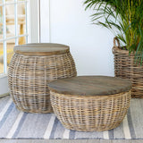 Park Hill Rattan Side Table with Wood Top EFT16008