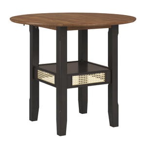 Homelegance By Top-Line Delroy Cane Accent Dining Table Black Rubberwood