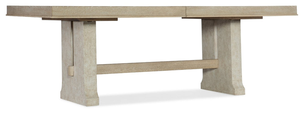 Hooker Furniture Cascade Rectangle Dining Table With 22" Leaf — Modern Farmhouse Taupe Top, Cream Gesso Base, Seats 8–10 6120-75200-80
