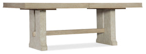 Hooker Furniture Cascade Rectangle Dining Table With 22" Leaf — Modern Farmhouse Taupe Top, Cream Gesso Base, Seats 8–10 6120-75200-80