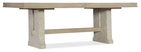 Hooker Furniture Cascade Rectangle Dining Table With 22" Leaf — Modern Farmhouse Taupe Top, Cream Gesso Base, Seats 8–10 6120-75200-80