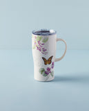 Lenox Butterfly Meadow Purple Flowers Stainless Steel Car Coffee Mug Ivory, IVORY METAL 895750