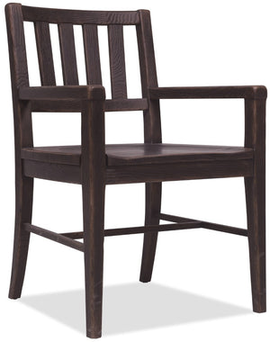Hooker Furniture Driftwood Rustic Splatback Arm Chair With Solid Oak Frame, Buckboard Finish For Farmhouse Dining Blacks 6820-75301-99