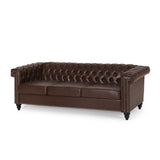 Christopher Knight Home® - Noble House - Parkhurst Tufted Chesterfield Faux Leather 3 Seater Sofa