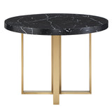 Homelegance By Top-Line Blaise 43" Wide Faux Marble Round Dining Table Black Marble