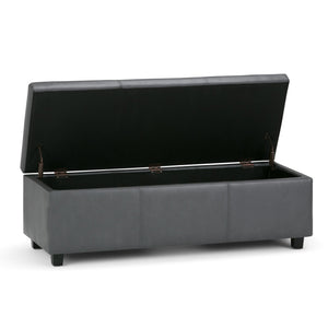 English Elm Avalon Storage Ottoman Bench - Versatile Stone Grey Faux Leather With Hidden Storage & Comfort B136P158645