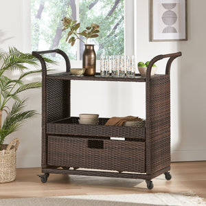 Christopher Knight Home® - Noble House - Corona Outdoor Wicker Bar Cart