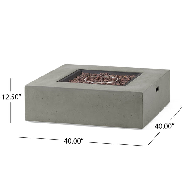 English Elm 50000 Btu Square Mgo Concrete Propane Fire Table for Outdoor Patio Entertaining 59241.00WHI-50K_59243.00WHI