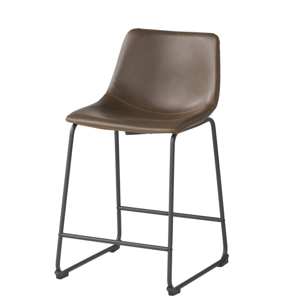 English Elm Christopher Knight Home® - Vintage Brown 24-Inch Counter Stool Set of 2 — Upholstered Wide Seat, Iron Frame, Sled Legs, Floor-Safe Pads 58938.00