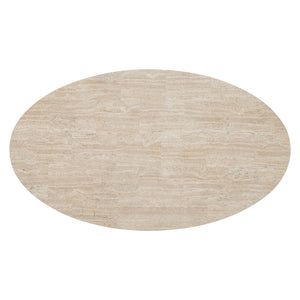 Bernhardt Bernhardt Oval Berkshire Cocktail Table 53" – White Travertine Top, Aged Pewter Twisted Steel Base 405013