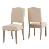 Homelegance By Top-Line Nicklaus Linen Nailhead Chairs (Set of 2) Grey Rubberwood