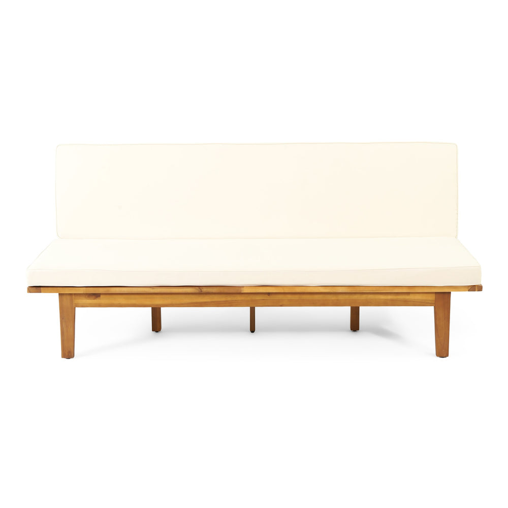English Elm Christopher Knight Home® - JILL Acacia Daybed Beige with Water-Resistant Cushions, Slat Panel Convertible Bench-to-Bed Outdoor 79" 70513.00BGE
