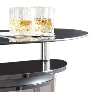 English Elm Steve Silver - Ariana Demilune Bar Table Server in Black with Smoked Tempered Glass Shelves & Stemware Rack, Compact B081P157400