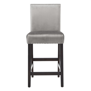 Homelegance By Top-Line Saber Nailhead Velvet Upholstered Chairs (Set of 2) Grey Wood